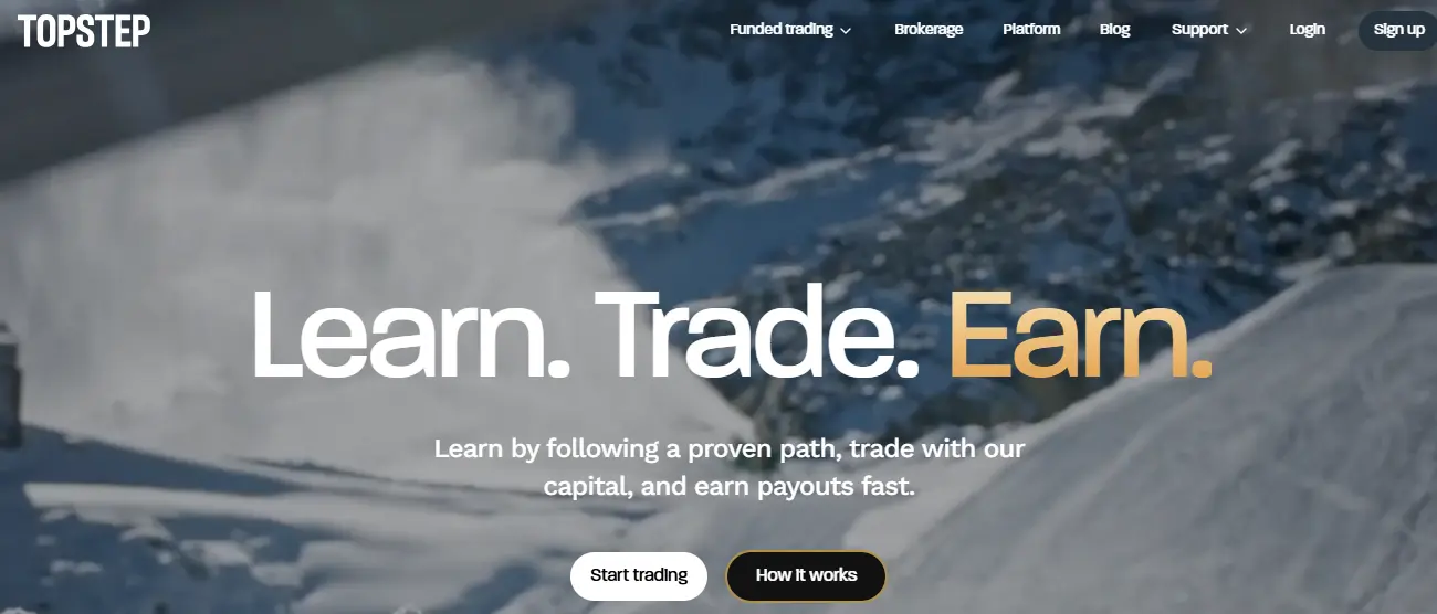 TopStep prop firm page