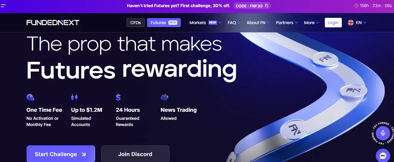 FundeNext Futures page