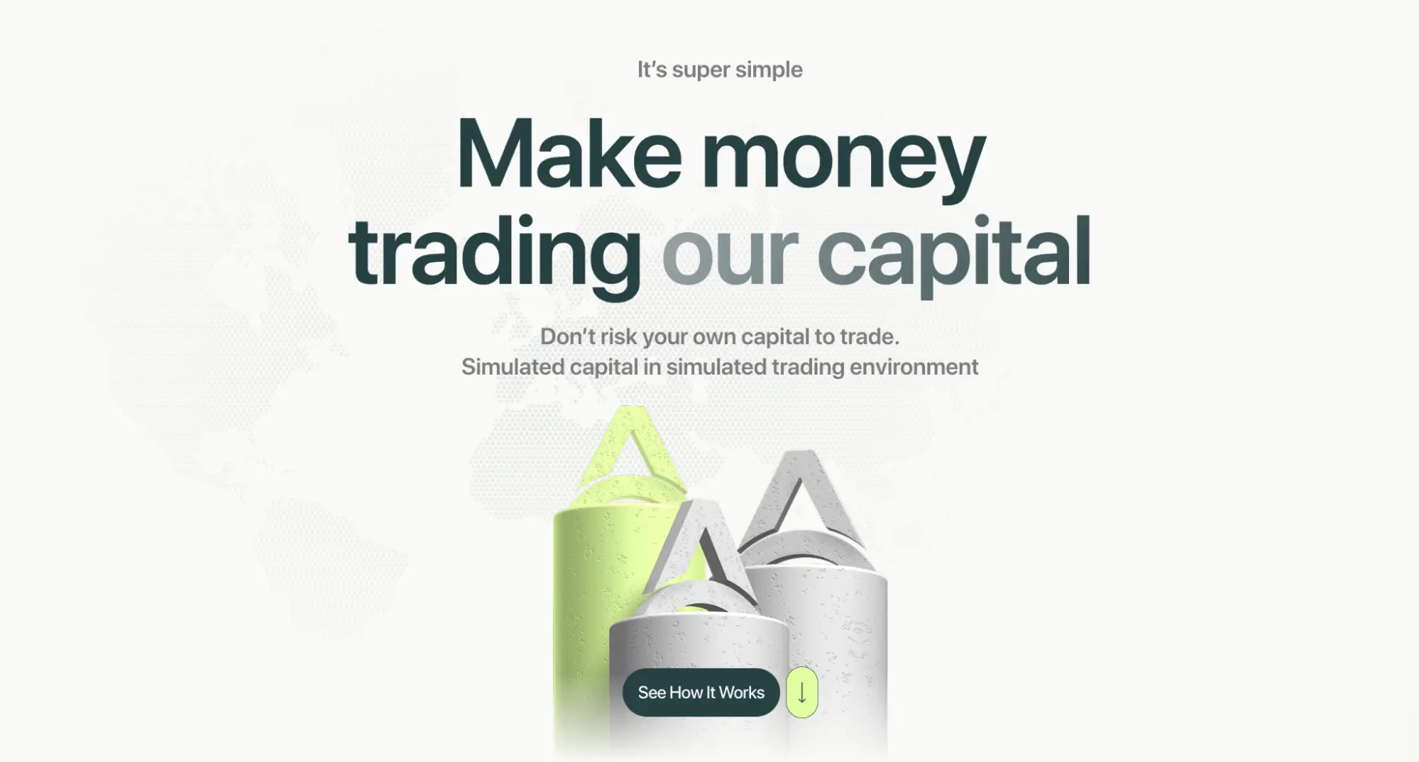 Atlas Funded’s How It Works page with the “Make money trading our capital” heading.