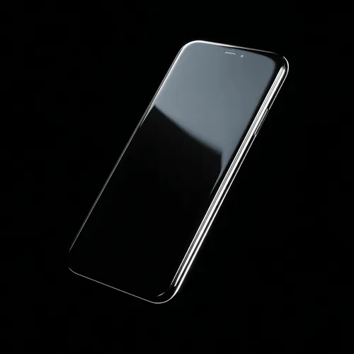 egy fekete mobiltelefon lebeg egy fekete háttér előtt