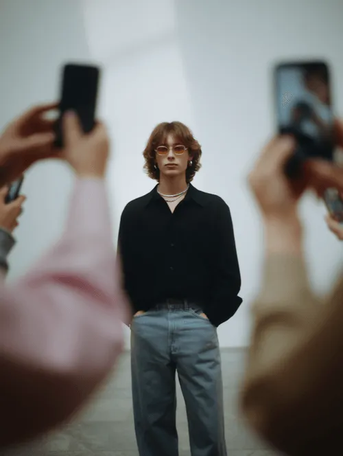 egy fiatal fiút fotóznak ami az instant figyelemfelkeltést imitálja