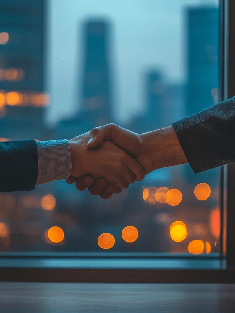 egy kézfogás a megkönnyített ügyfélszerzést imitálva