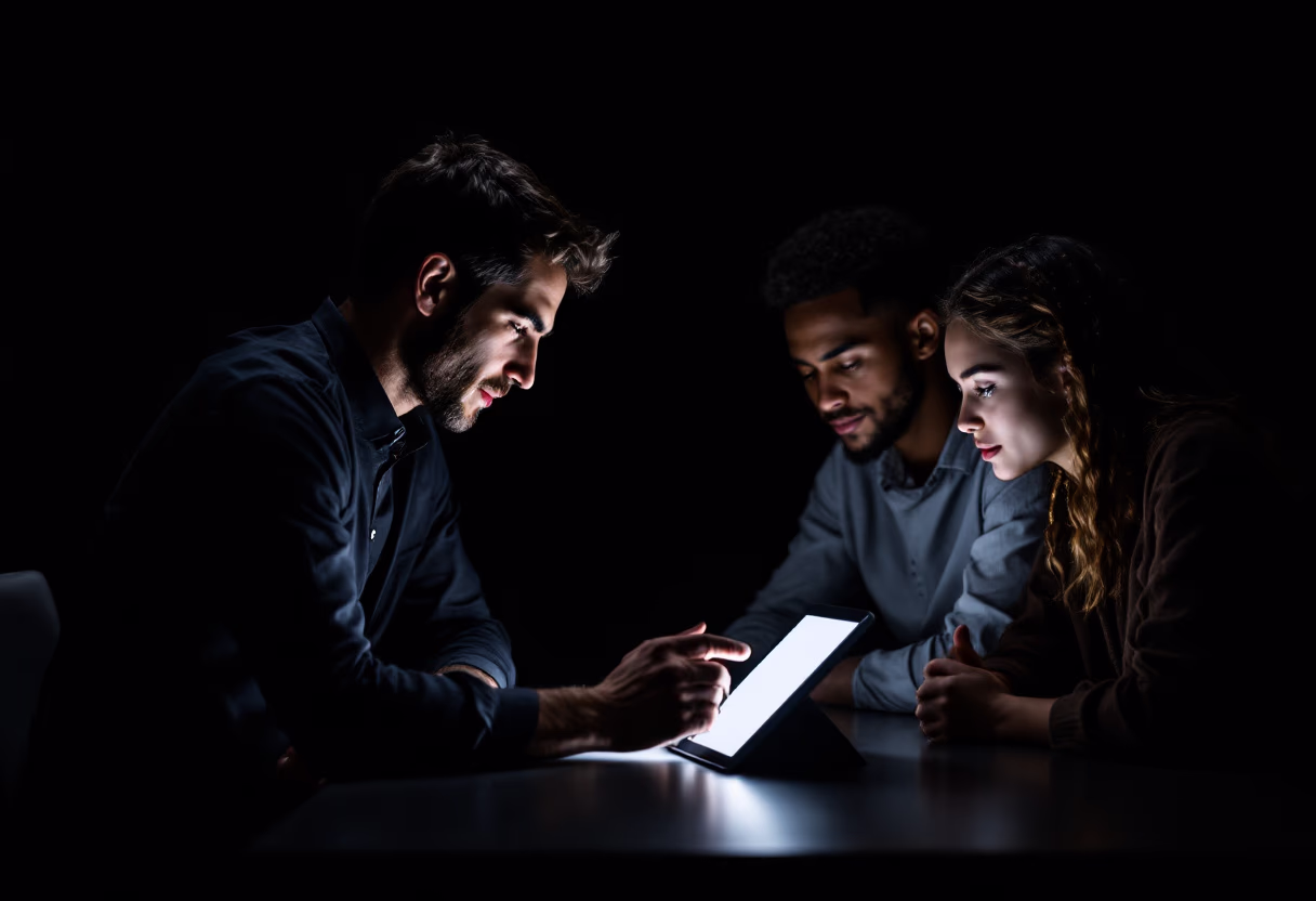 image of a teacher interacting with students using digital tools (for a edtech)