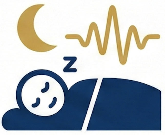 Illustration of two people sitting at a table with a brain icon above and a device with a pulse waveform on the table.