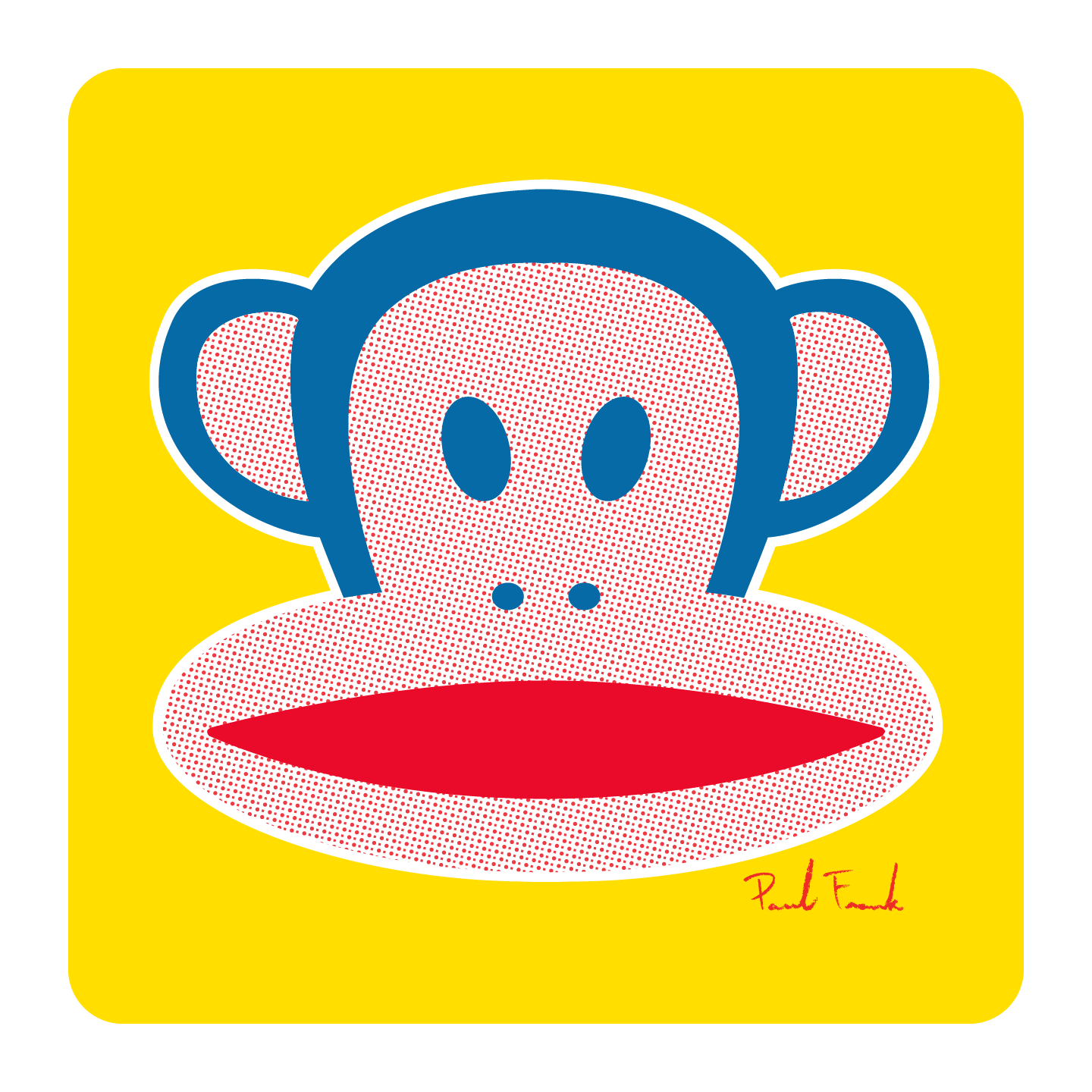 Inspired by my love of Bazooka Bubble gum wrappers and pop artists like Roy Lichtenstein. I’ve always been a fan of the low tech look of printed half tones used in old printing. – Paul Frank