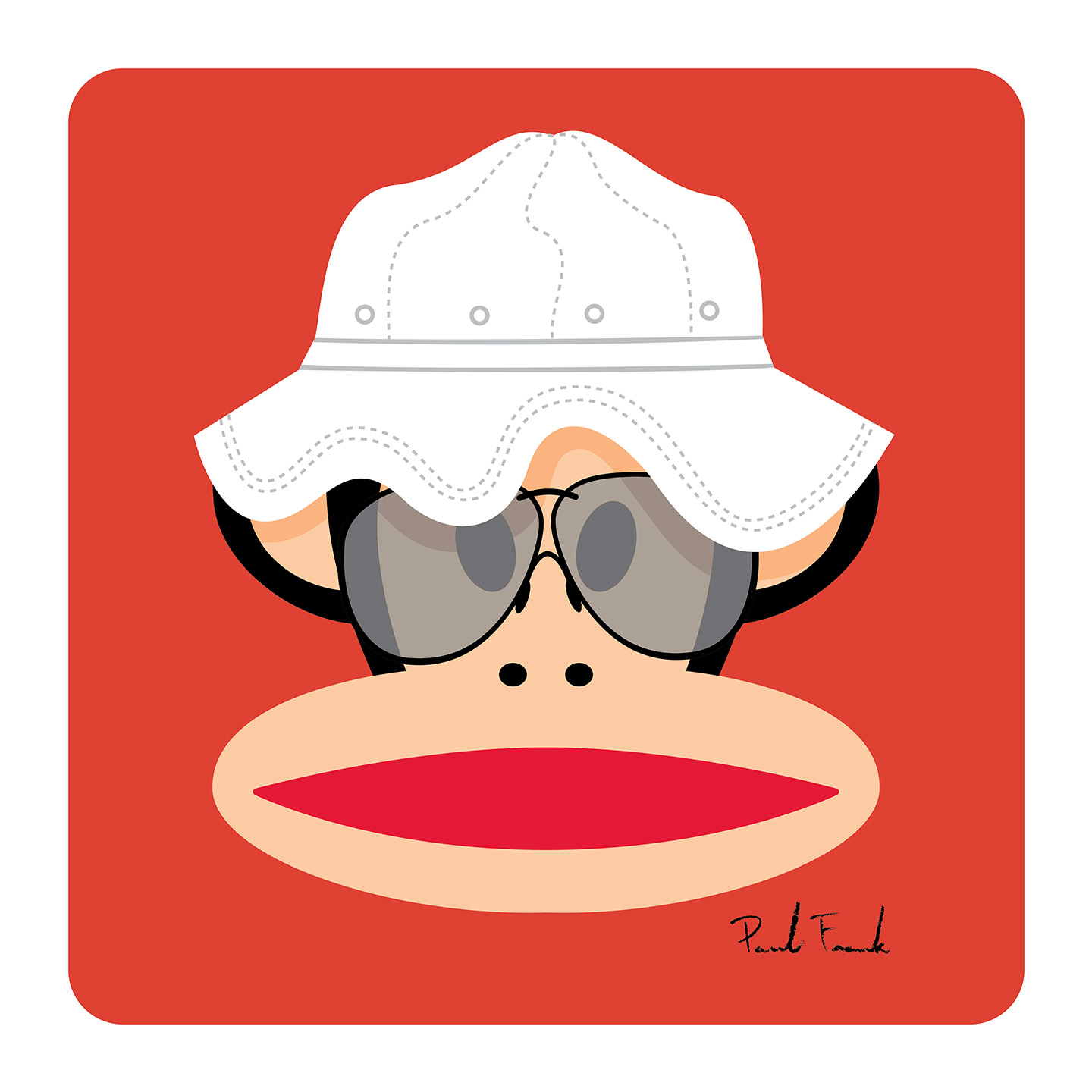 Sometimes the best vacation outfit is the one that makes you look the least like yourself. Big hat, big sunglasses and instant anonymity. Julius has officially gone incognito. – Paul Frank