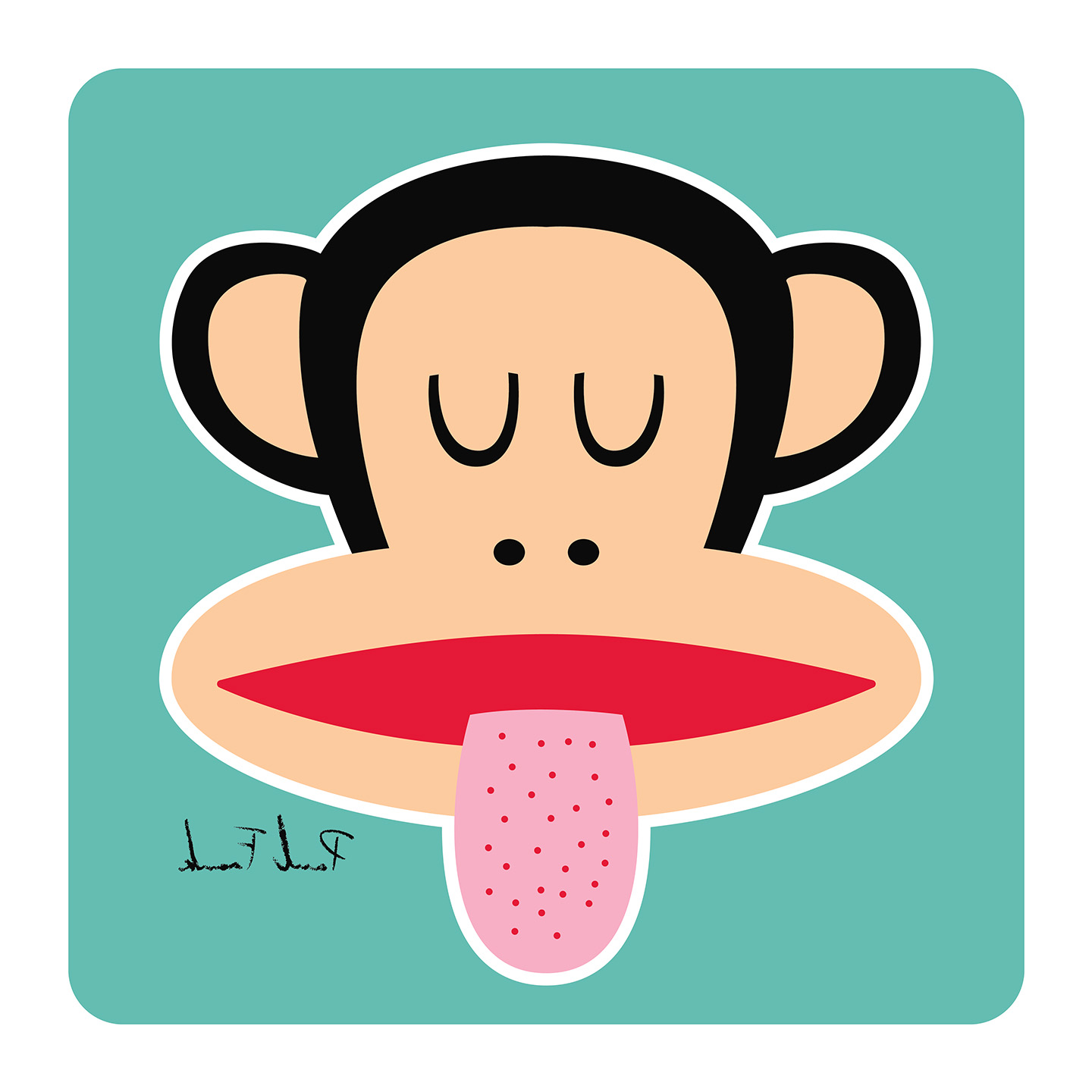 Say “Ahhhh.” Julius is either at the doctor or showing us what he had for lunch. Hopefully the doctor. – Paul Frank