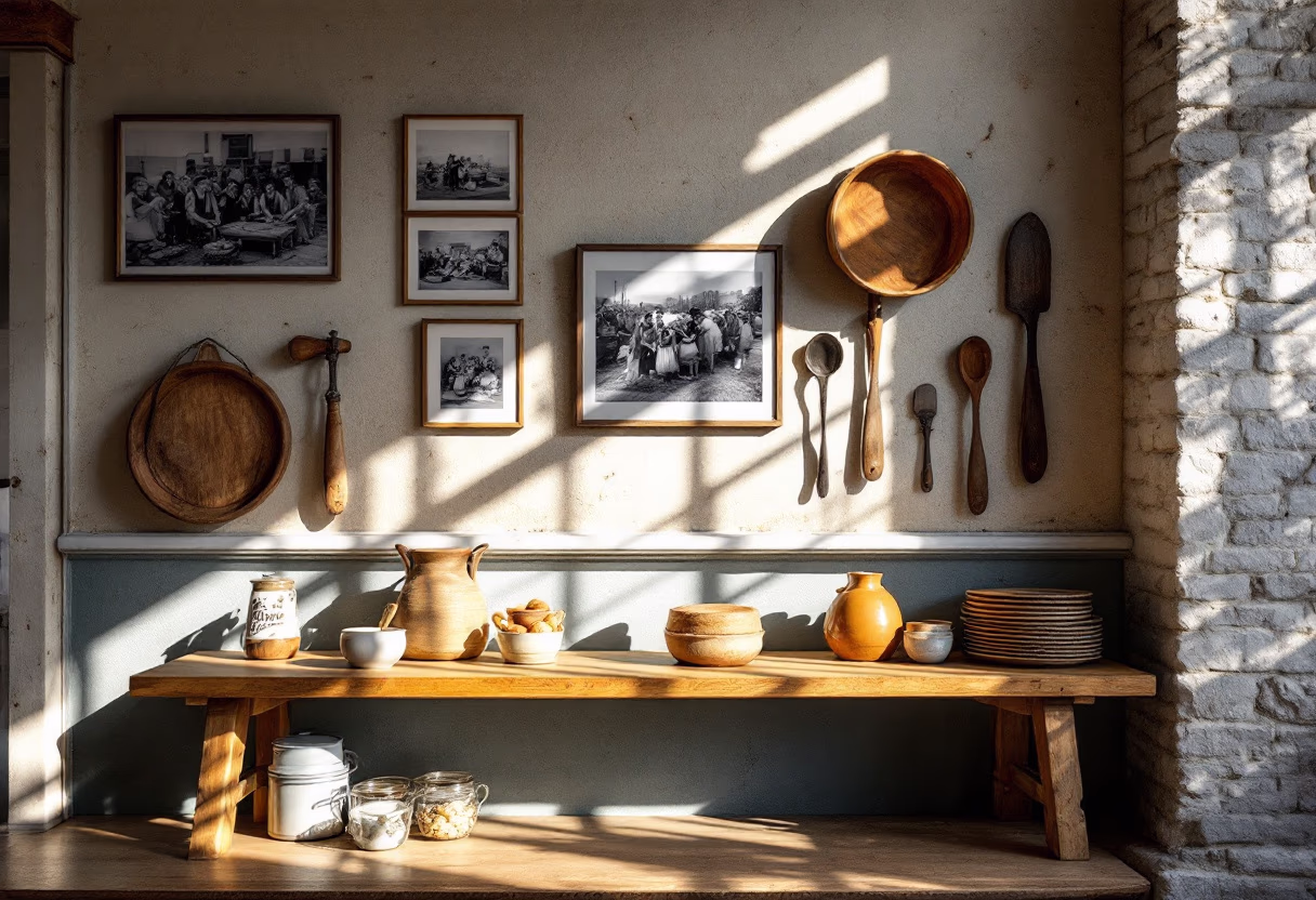 [background image] image of bakery's history wall