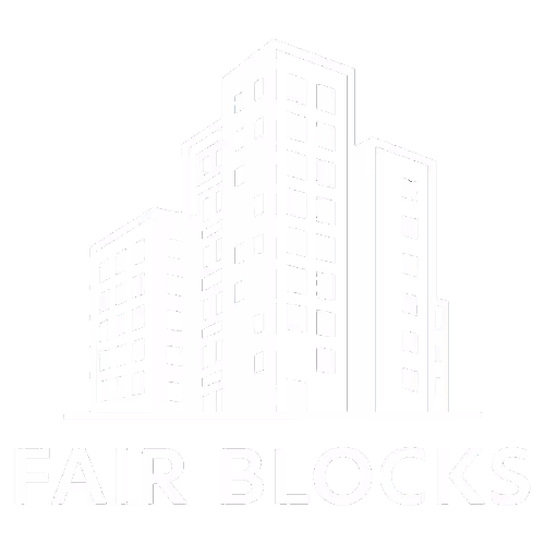 Logo of stylized multi-story buildings above the text 'FAIR BLOCKS'.