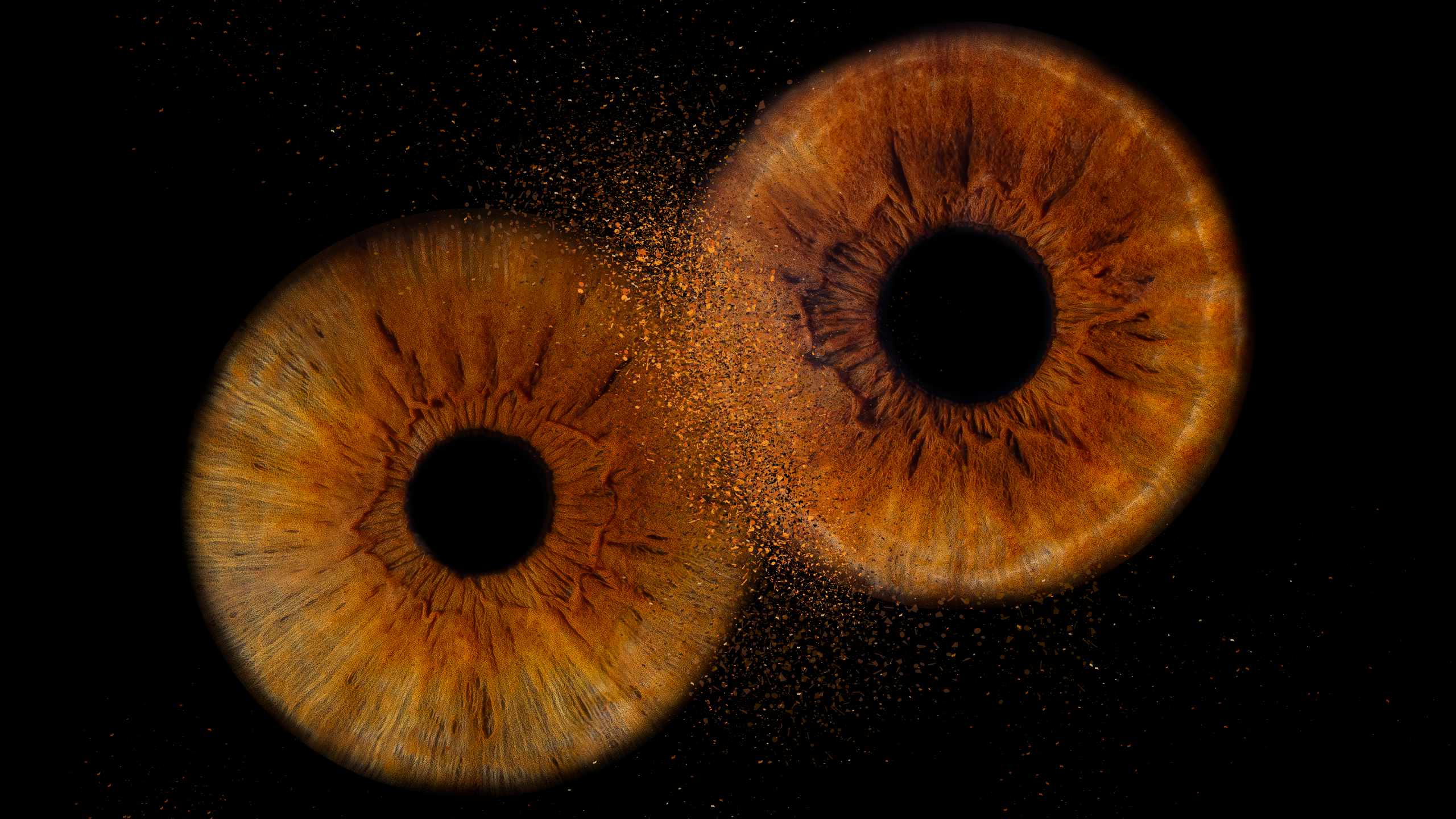 Macro iris detail artwork Clash of Eyes with original colors of eyes