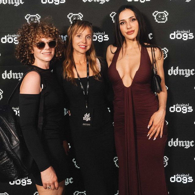 DDNYC party scene in NYC showing the Doginal Dogs community enjoying web3 conversations, creative merch, Dogecoin inscriptions/NFTs, and a shared love for Doge and Doginals.
