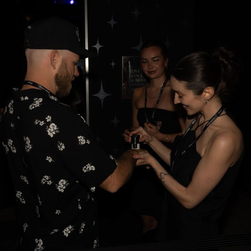 DDNYC party scene in NYC showing the Doginal Dogs community enjoying web3 conversations, creative merch, Dogecoin inscriptions/NFTs, and a shared love for Doge and Doginals.