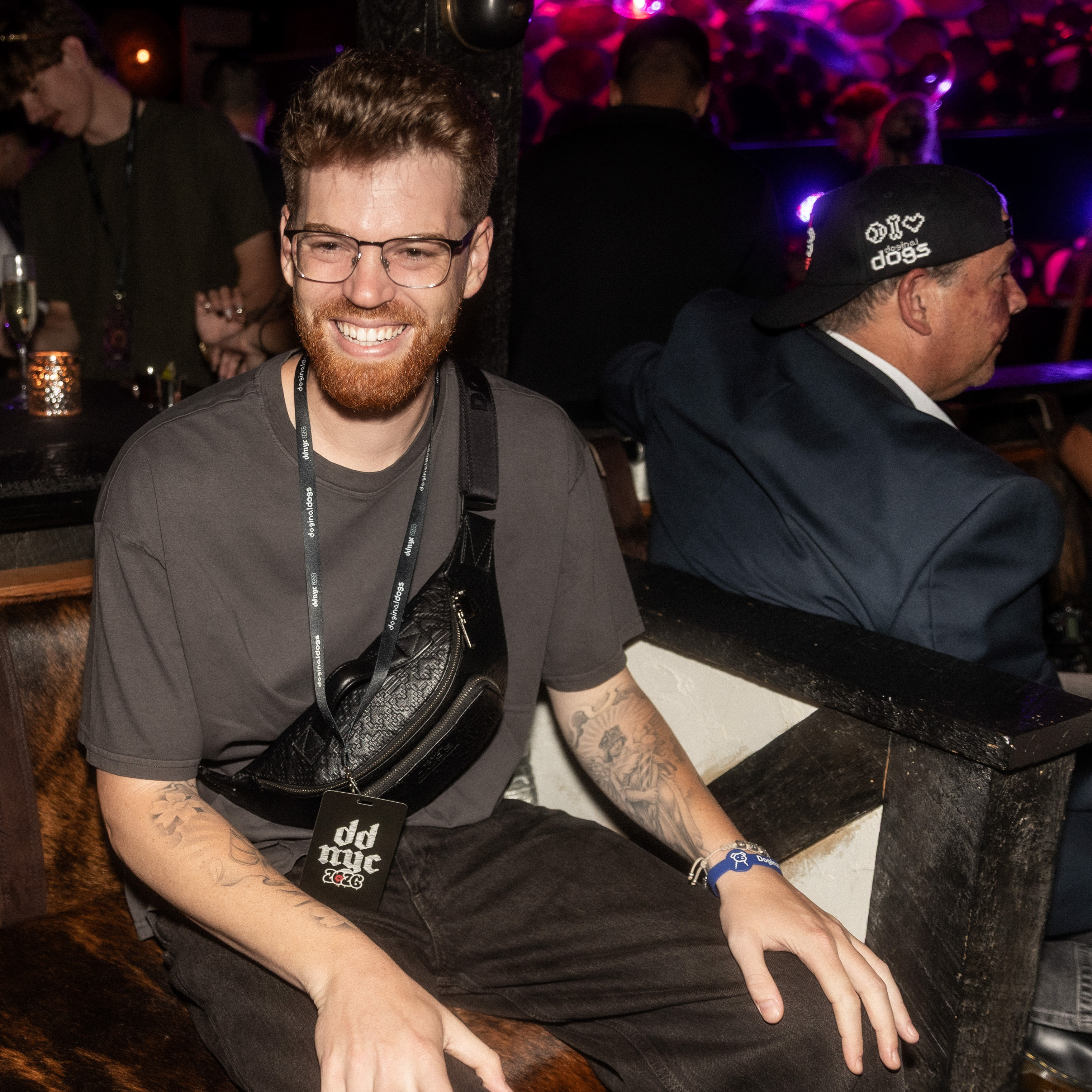 Scene from the DDNYC event in New York City where the Doginal Dogs community had an unforgettable night full of fun, web3 energy, rare Dogecoin inscriptions/NFTs, and custom merch drops.