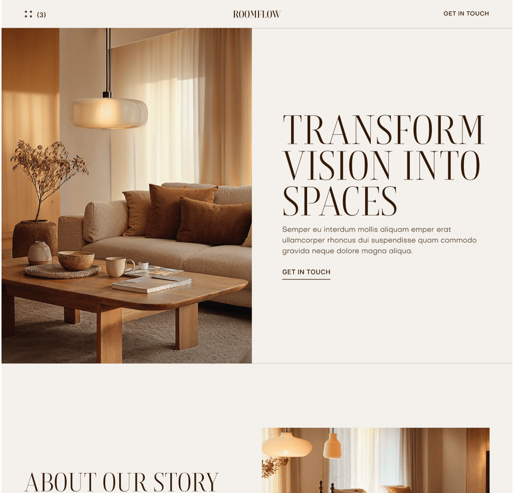 RoomFlow - Home V2 Hero Page - Interior Design Webflow Template | BRIX Templates