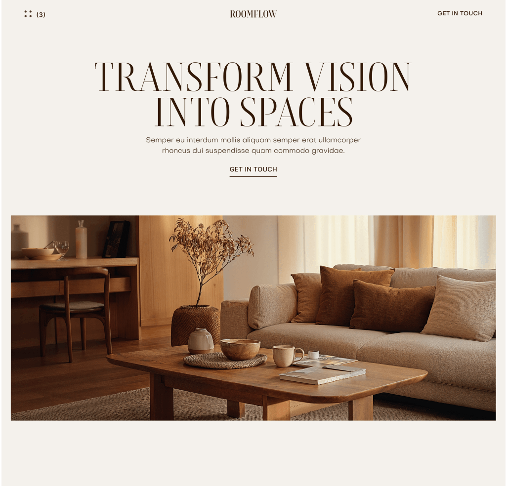RoomFlow - Home V3 Hero Page - Interior Design Webflow Template | BRIX Templates