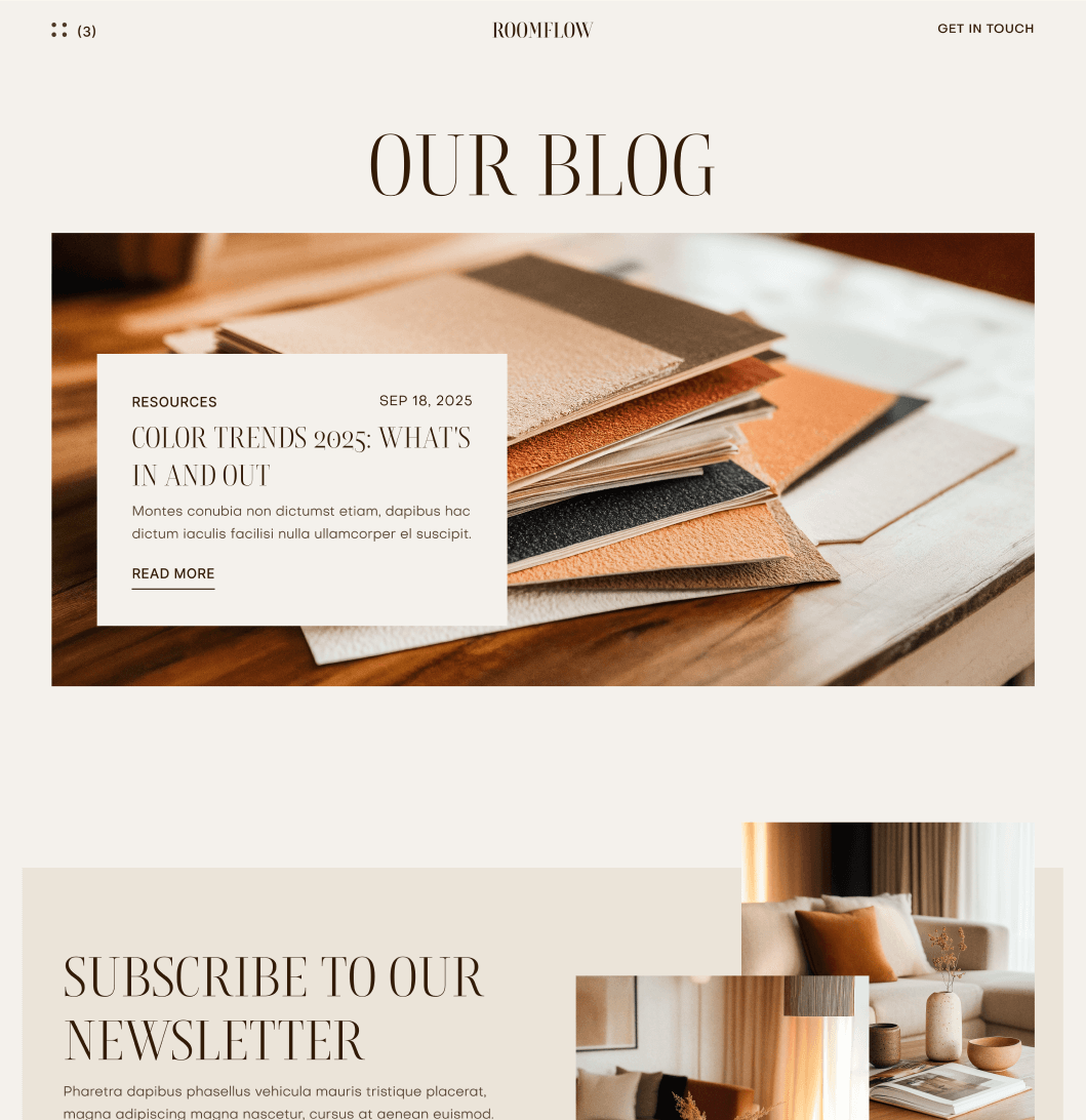 RoomFlow - Blog V1 Main Page - Interior Design Webflow Template | BRIX Templates