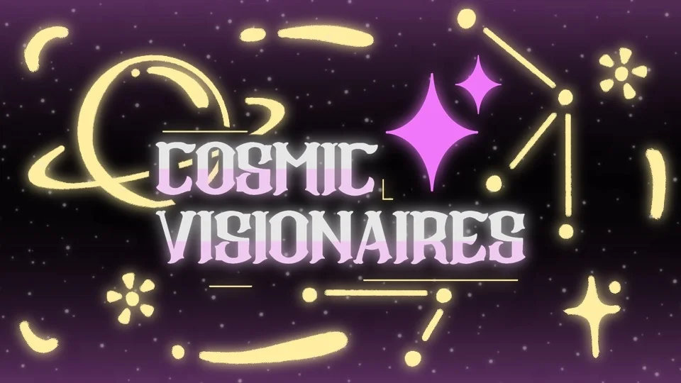 Cosmic Visionaires illustrated celestial logo