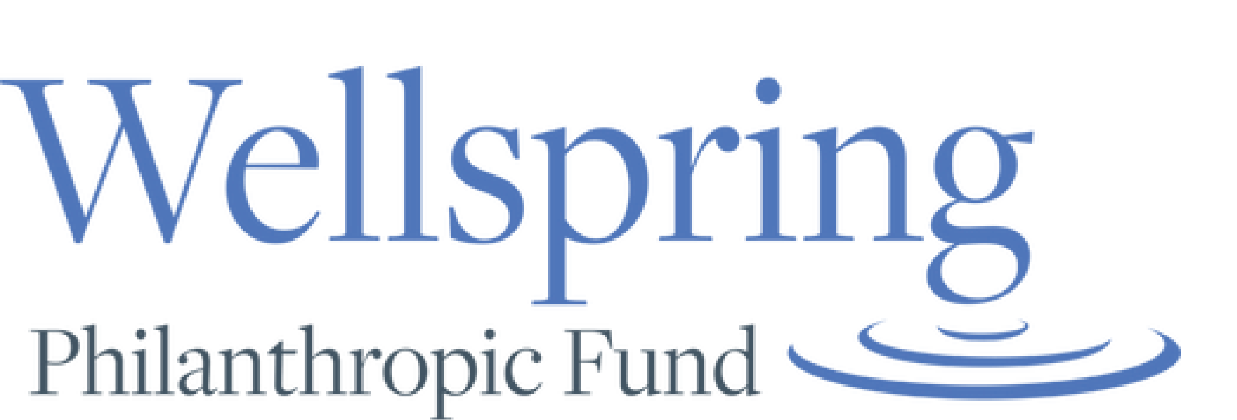 Logo of Wellspring Philanthropic Fund with the word 'Wellspring' above 'Philanthropic Fund' and a ripple water design.