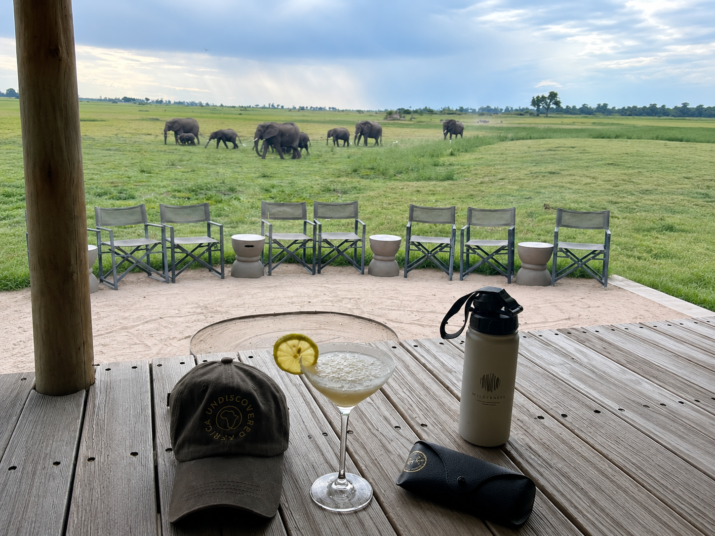Mombo Camp Botswana overlooking elephants in Okavango Delta floodplains