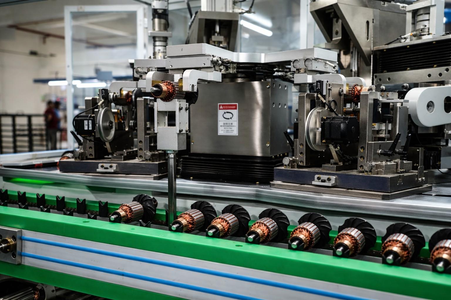 Automated motor production line at the Topsail factory