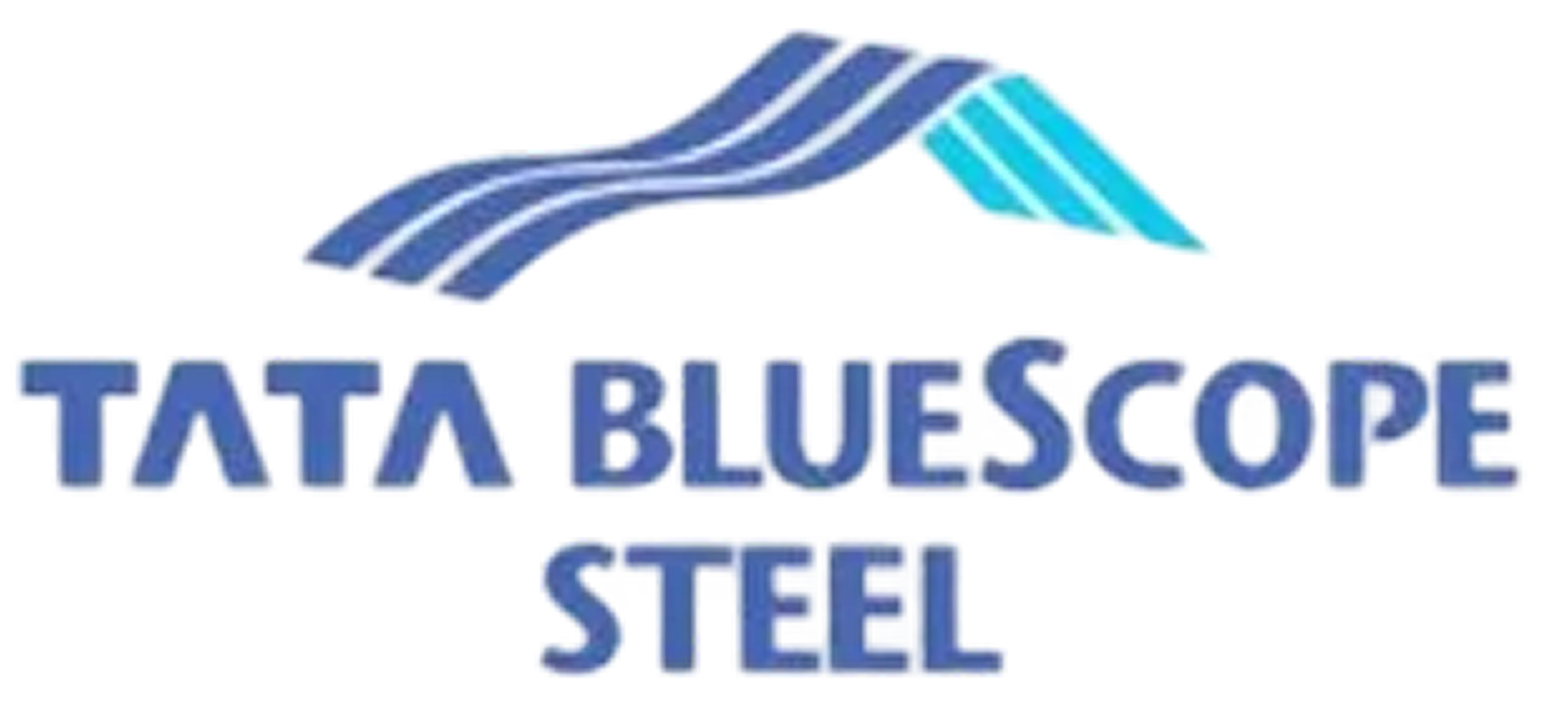 Tata BlueScope Steel logo with stylized blue and turquoise wave above the company name.