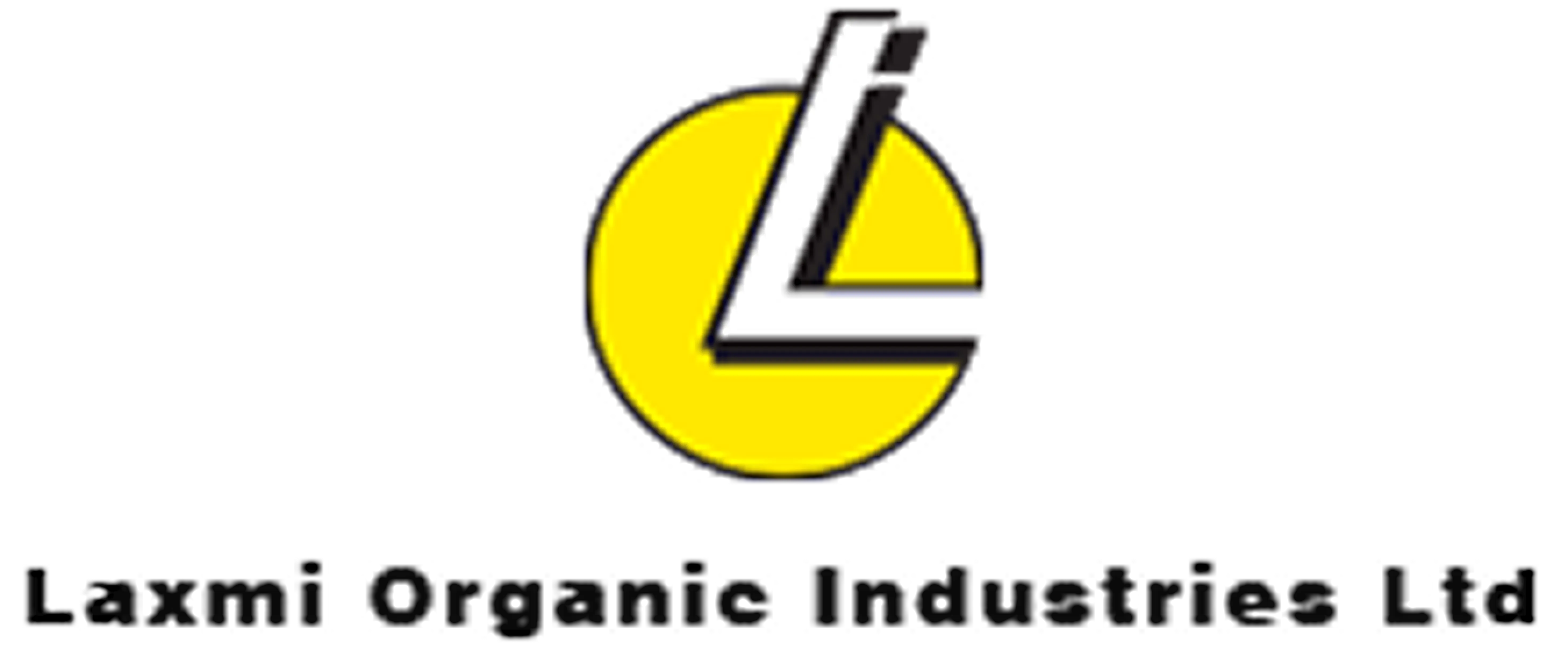 Logo of Laxmi Organic Industries Ltd featuring a stylized white letter L on a yellow circle.