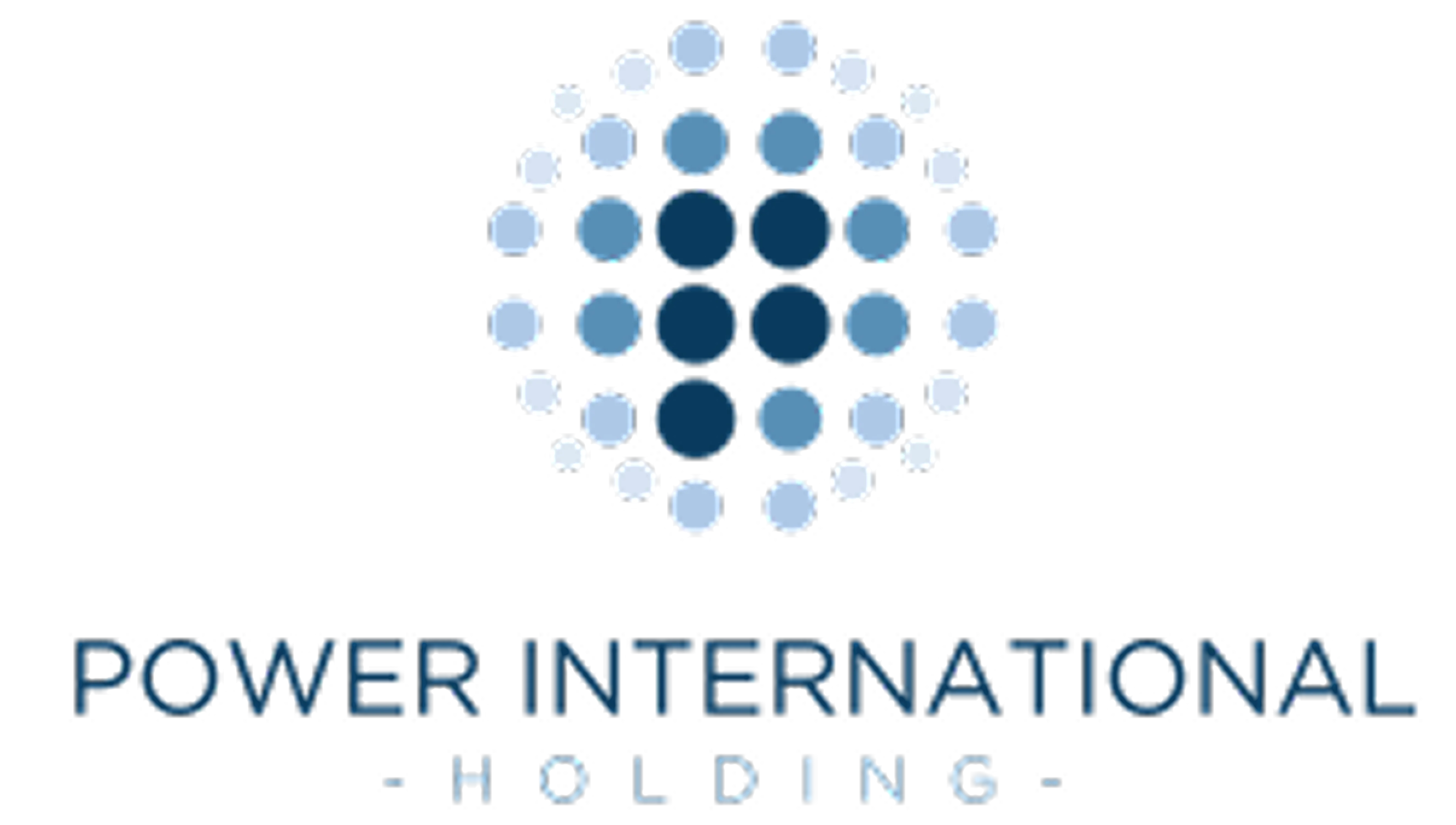 Logo of Power International Holding with a circular pattern of blue dots above the company name.