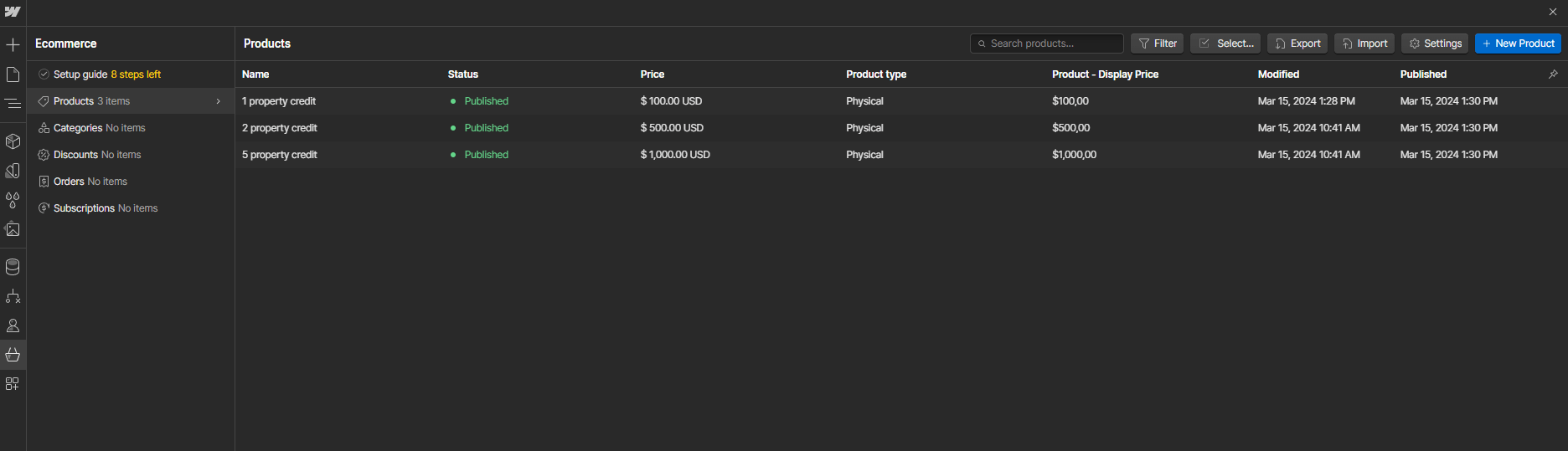 Ecommerce Collection - Property X Webflow Template