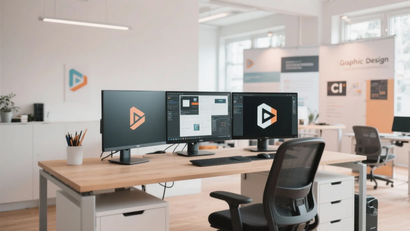 Logo Design und Branding am modernen Arbeitsplatz