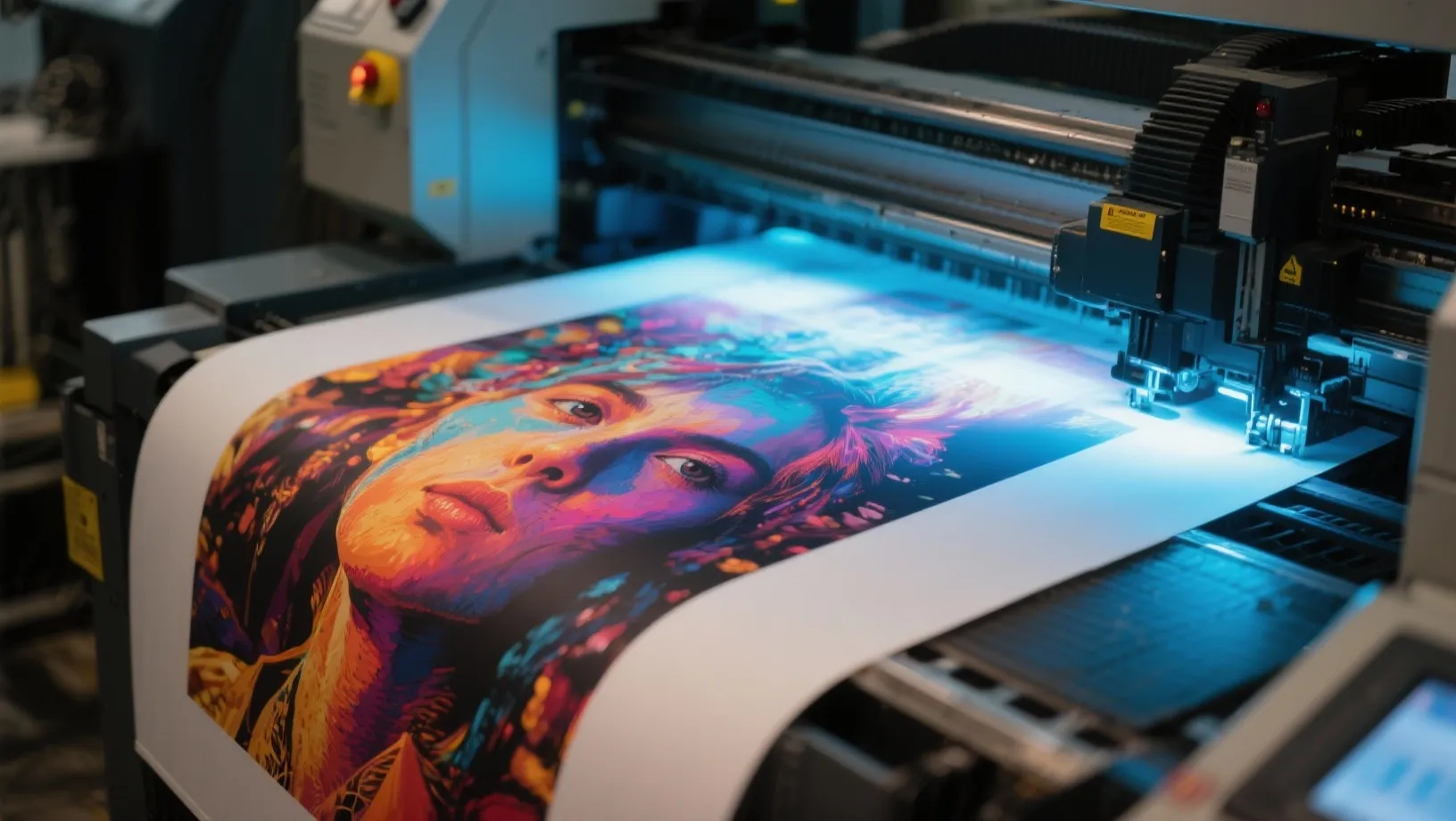 Großformat Digitaldruck auf professioneller Druckmaschine in der Werbetechnik