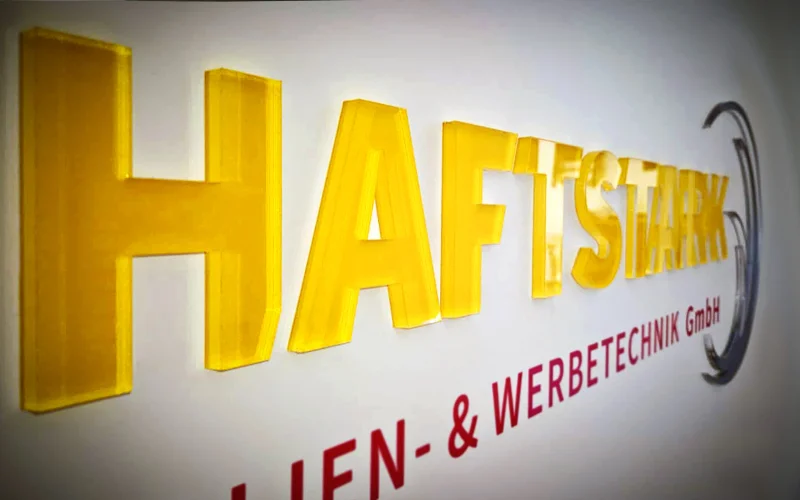3D Leuchtbuchstaben Logo von Haftstark Folien und Werbetechnik