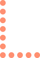 Vertical row of eight orange hexagons followed by horizontal row of six orange hexagons forming an L shape.