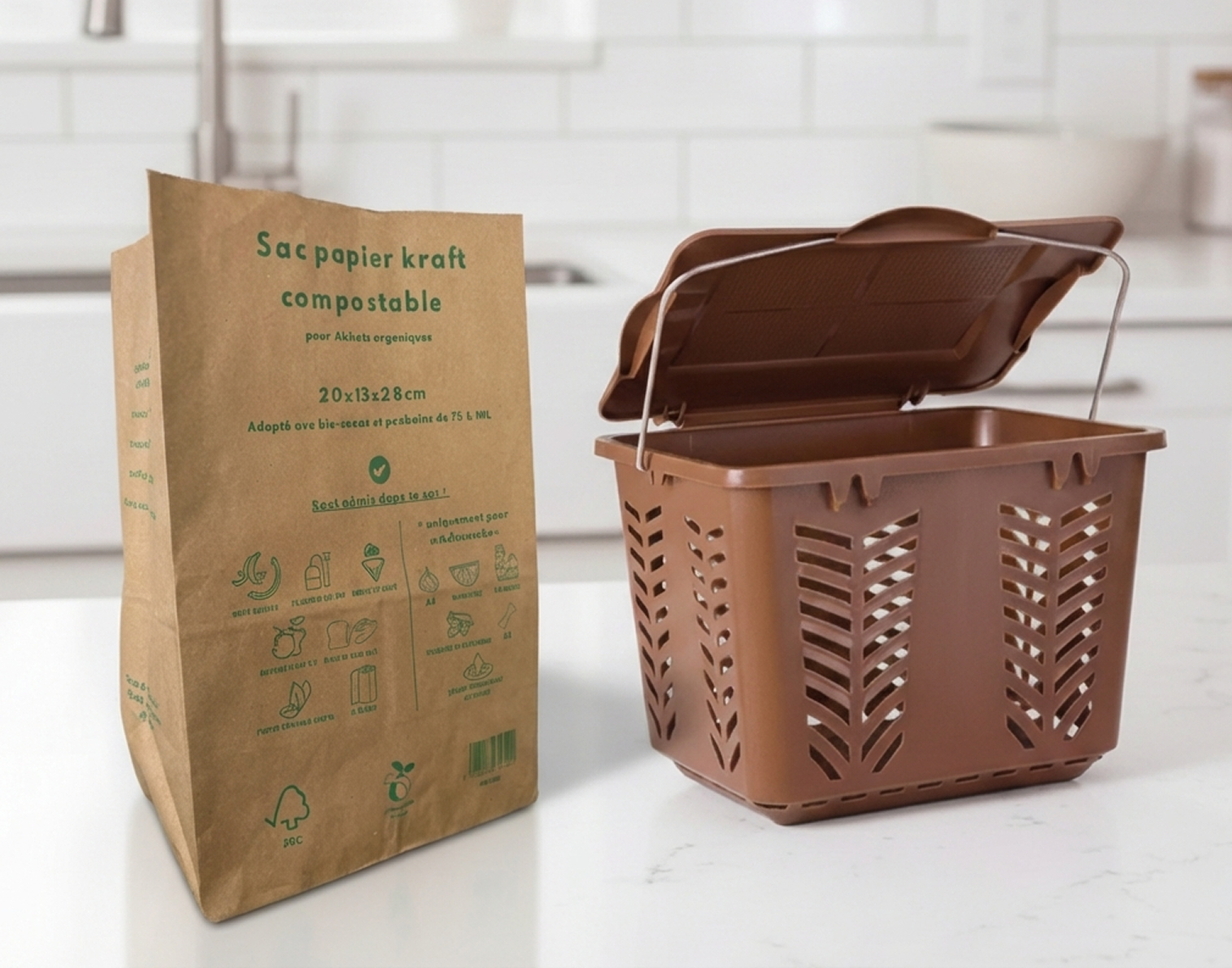 image of shopping bag at checkout counter (for a footwear store)