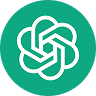 OpenAI ChatGPT logo with an abstract white knot design on a green circular background.