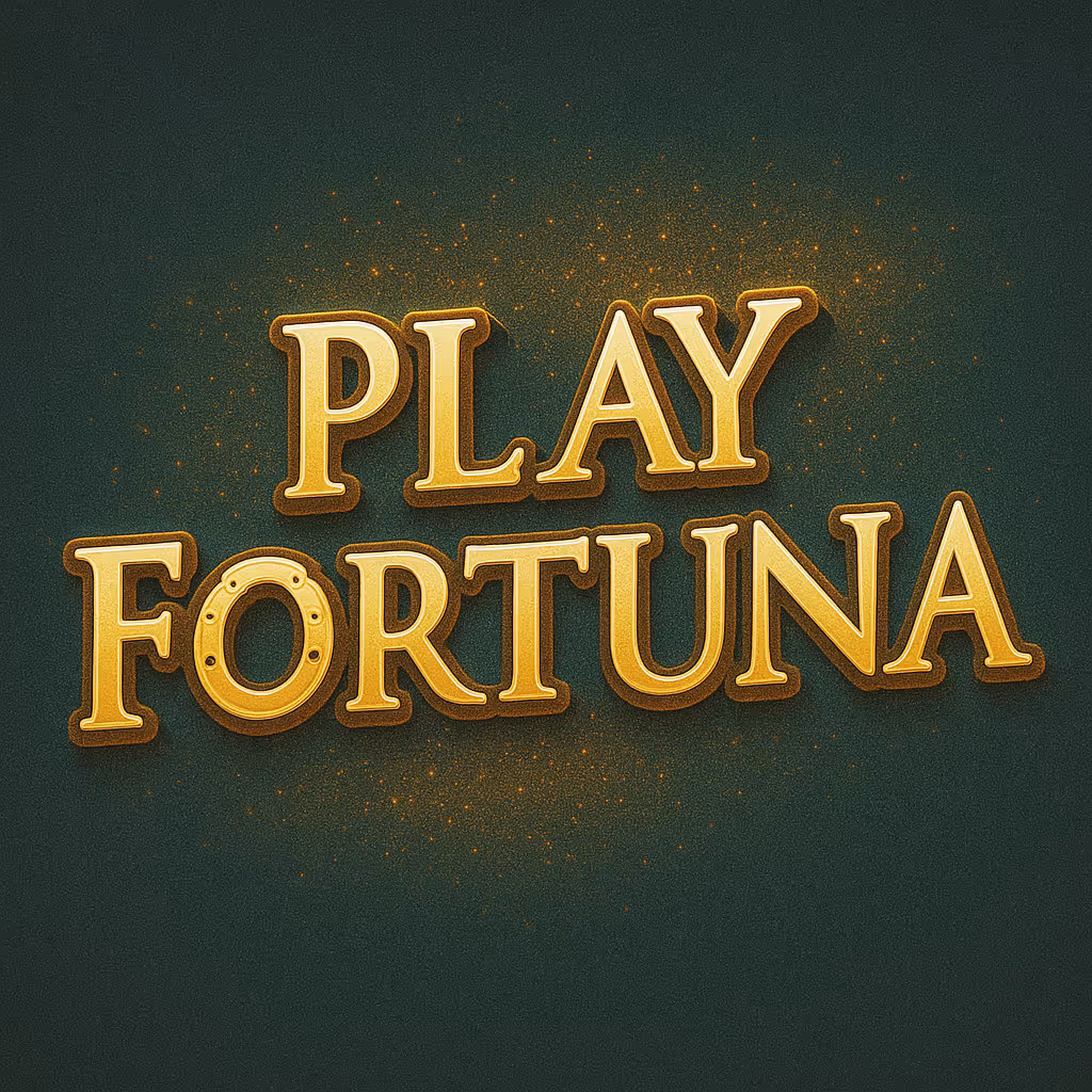 Золотые буквы на темно-зеленом фоне с надписью PLAY FORTUNA.