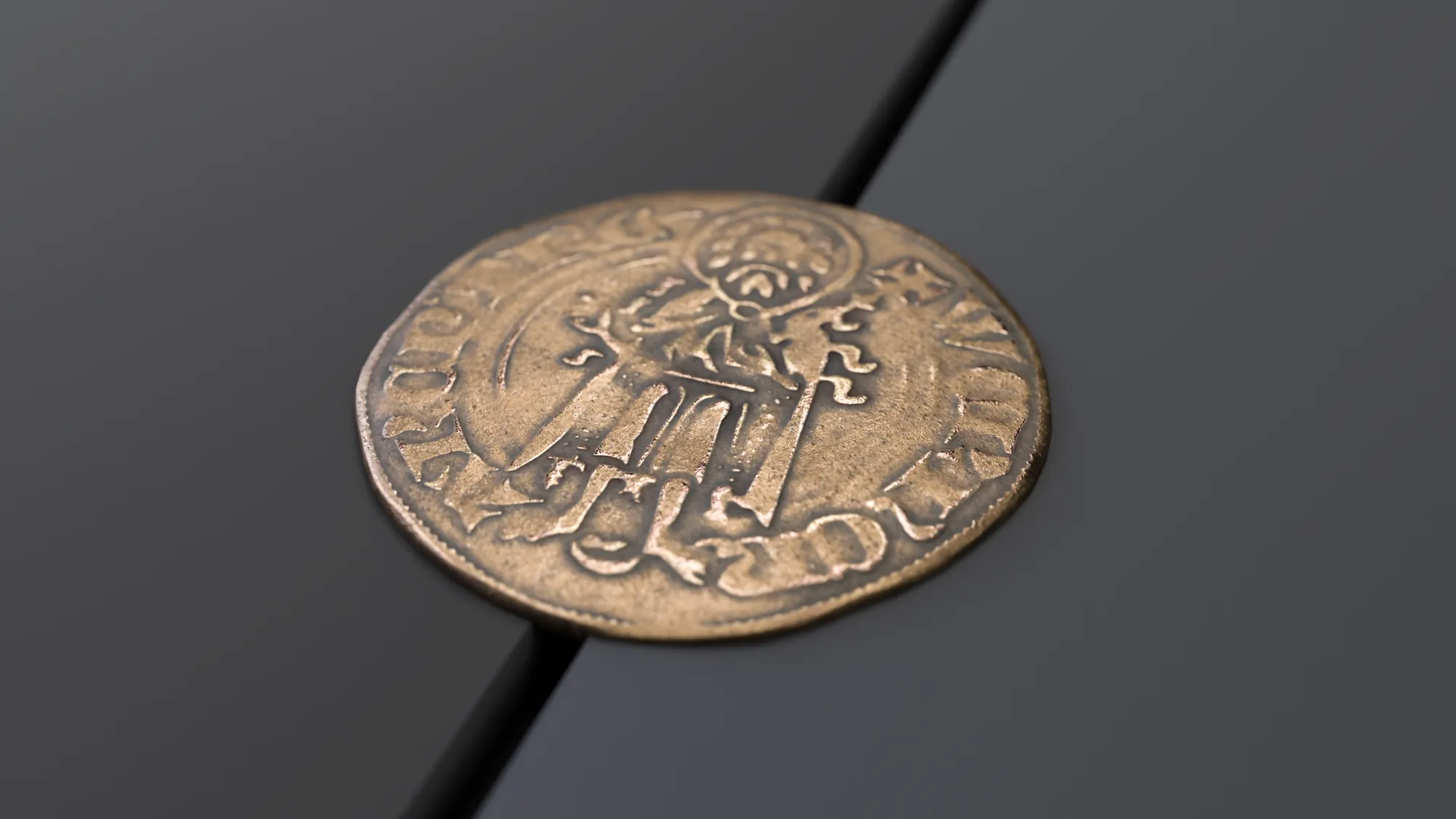 Historische Münze auf der Scanfläche