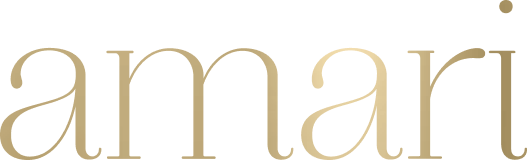 Amari brand logo in elegant gold lowercase serif font.
