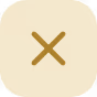 Rounded square yellow button with a brown X symbol in the center.