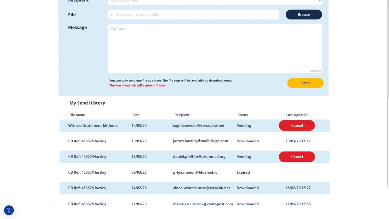Screenshot of Zylpha Secure File Sharing 