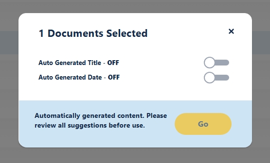 Screenshot of Zylpha AI with options for Auto Title or Auto Date