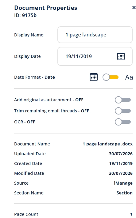 Improved Document Properties Side Panel