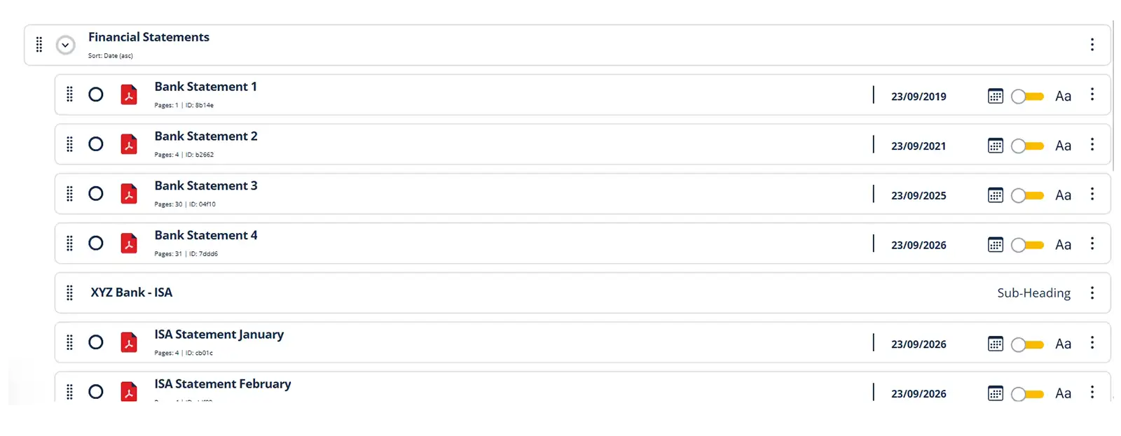 Court Bundle Software Sub Headings