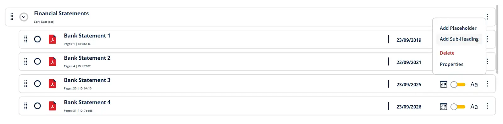 Add Sub Heading by Clicking 3 Dots Menu
