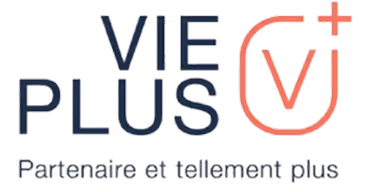 VIE PLUS logo with a stylized red shield containing a 'vi' plus symbol and the text 'Personalle et logement plus' underneath.