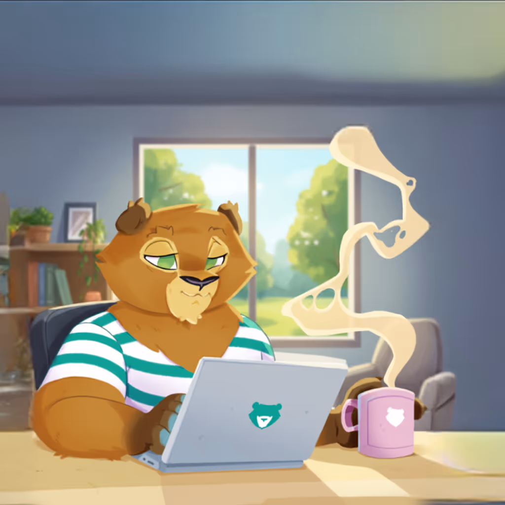 Mascotte Gildas de l'agence Grizzlead. Agence de marketing digital, google ads à Auray Morbihan