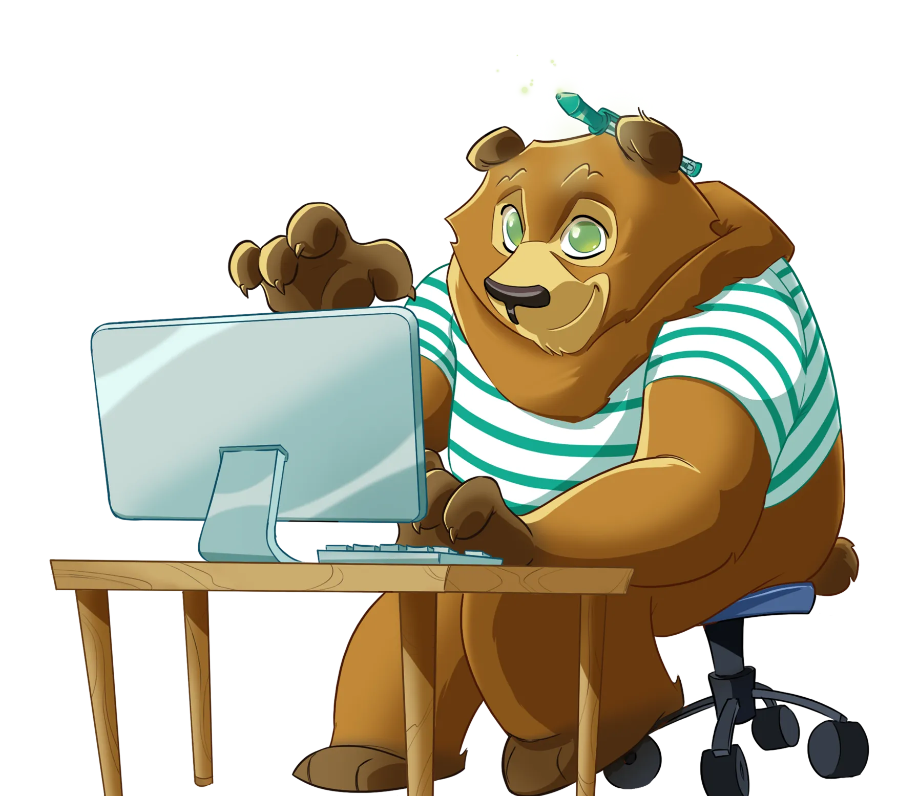 Mascotte Gildas de l'agence Grizzlead. Agence de marketing digital, google ads à Auray Morbihan