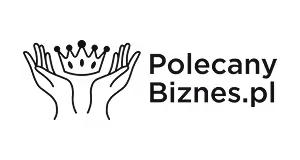 Logo with stylized open hands and the text 'Polecamy Biznes.pl'.