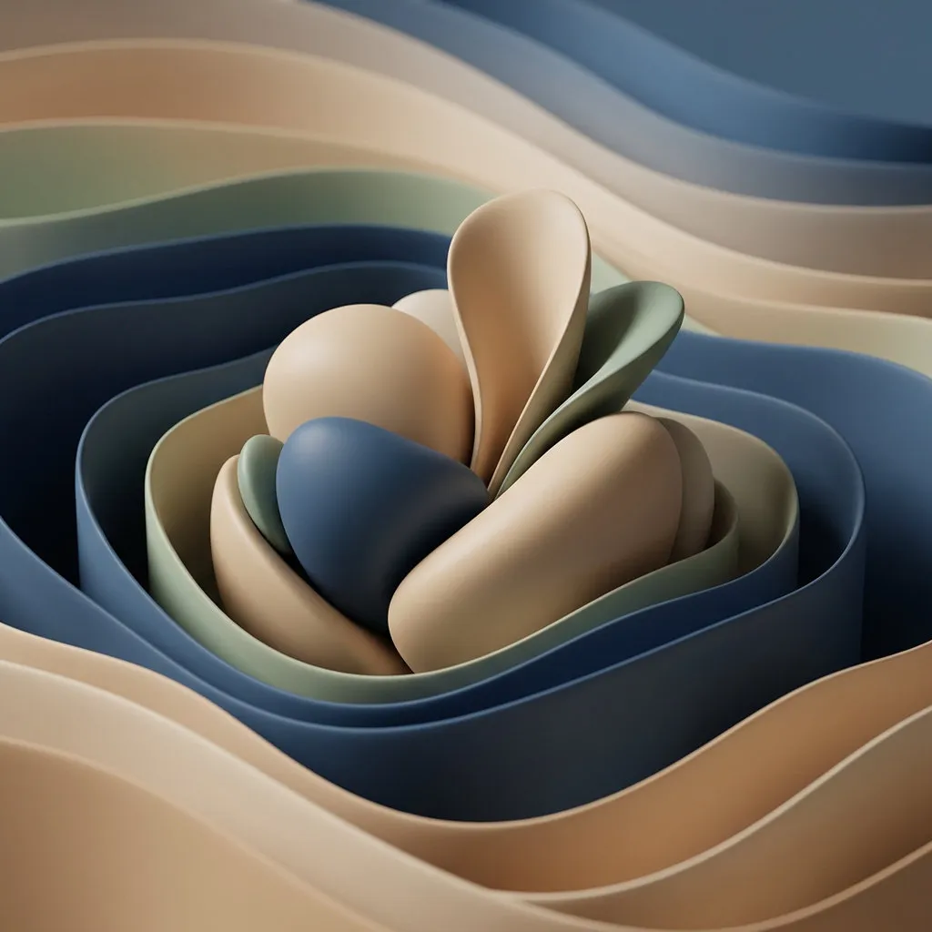 Meine Intelligenz – abstrakte 3D-Form aus geschichteten Blütenblättern