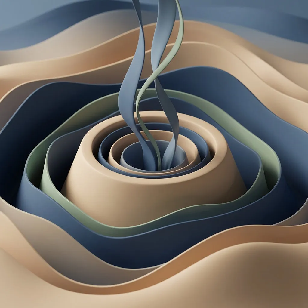 Der Ewige Brunnen des Lebens – mehrschichtige Visualisierung in Beige, Blau und Grün