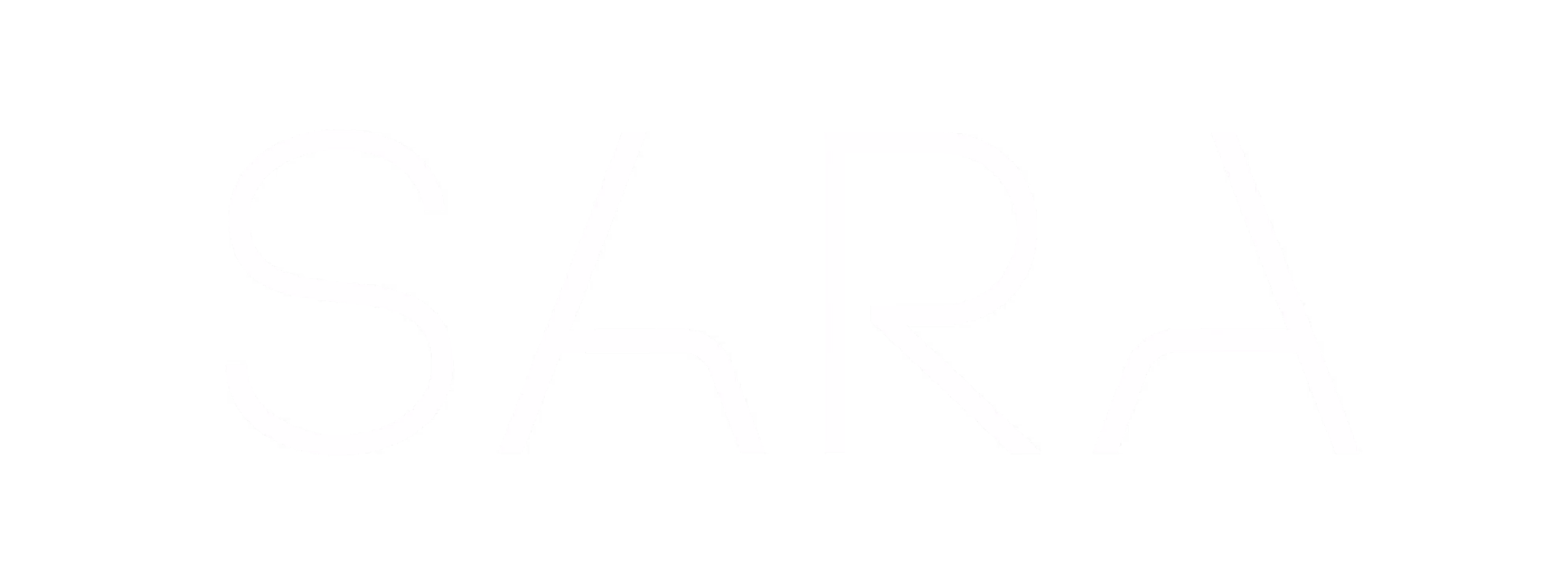 White capital letters spelling SARÅ on a black background.